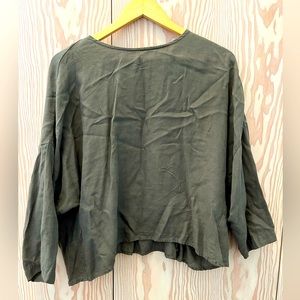 Black Crane gathered top - olive green xs